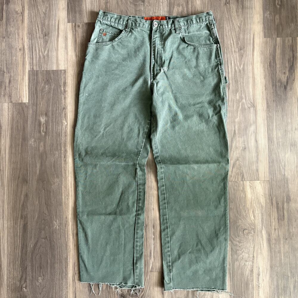 Vintage Jesse James Canvas Carpenter Pants Men's Size 34x30 Green Work Wear